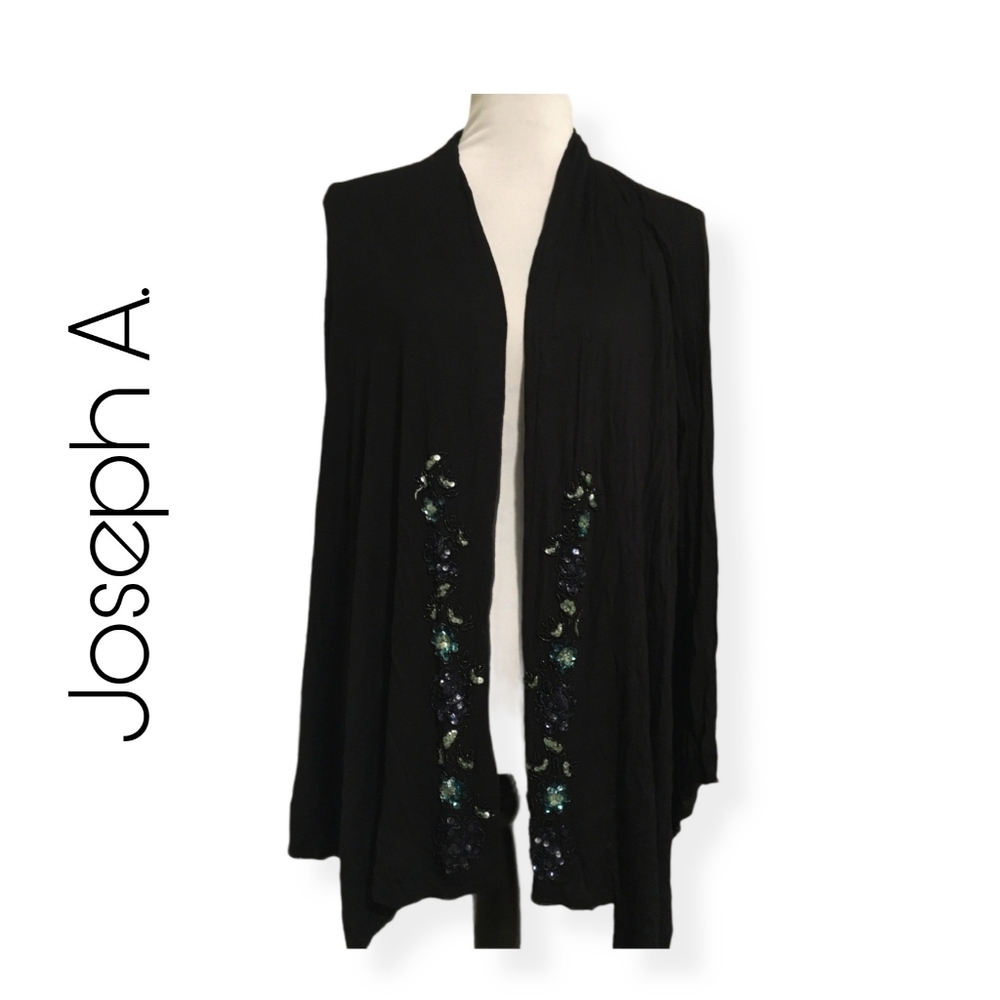 Joseph A Foral Embroidery Black Cardigan